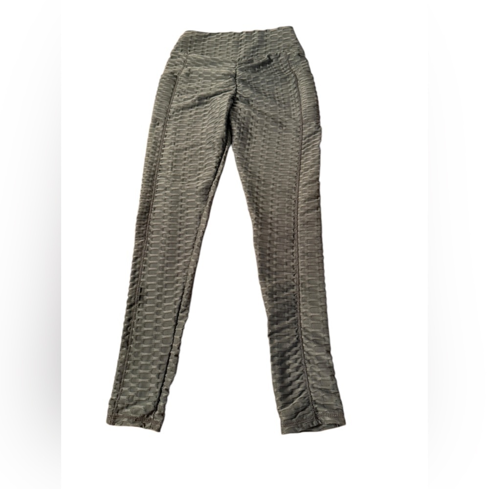 Yoga Pants High Waisted Anti Cellulite Gray Leggings with Pockets S/M - Picture 3 of 13